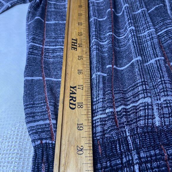 VERONICA M Mini Dress Sheer Plaid High Neck Smocked Bell Sleeves Womens S Black - Picture 10 of 11